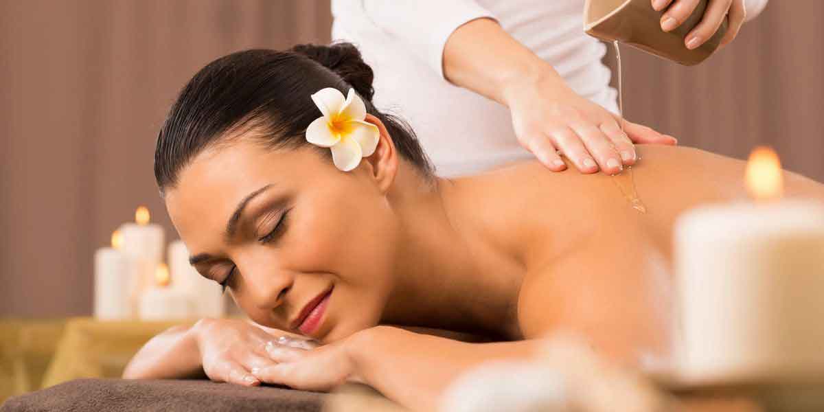 Woman receiving a back massage